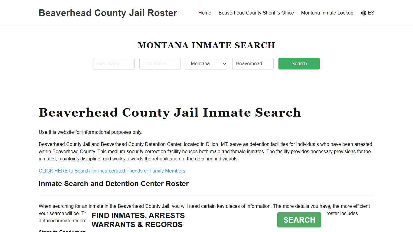 Beaverhead County Jail Roster Lookup, MT, Inmate Search